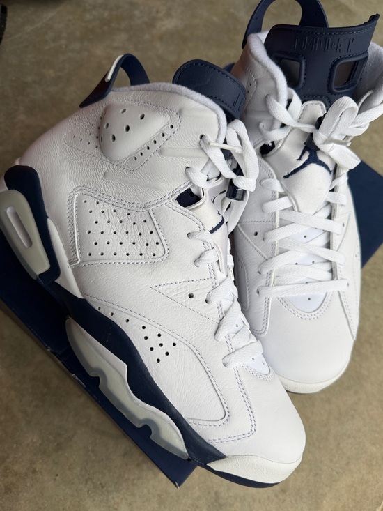Jordan Other - Jordan White and Navy Retro High-Top Basketball Shoes